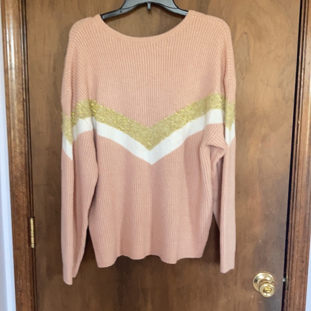 LastCall❌ Nine West sweater chevron stripe w/ metallic accents sweater size XXL - Picture 6 of 14
